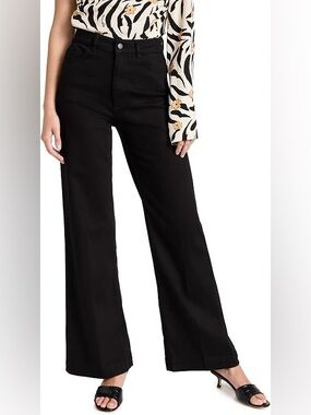 DL1961 Hepburn Black High-Rise Wide-Leg Jeans